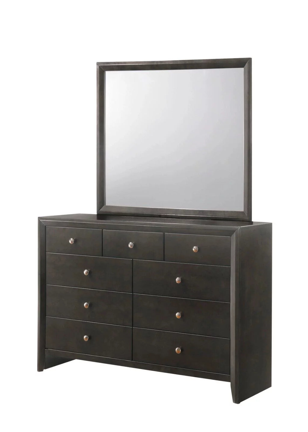 Gray 5pc Wood Bedroom Set with Dresser Mirror Nightstands G78923