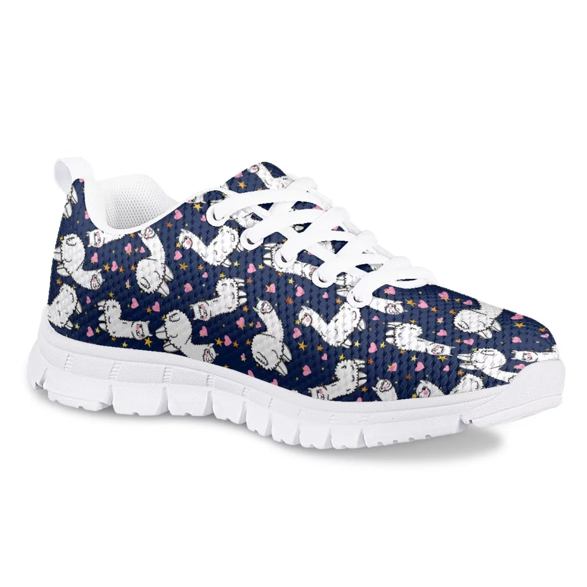 Sneakers for Girls Cartoon Alpaca Print Low Top Lace Up Size 12 M637055