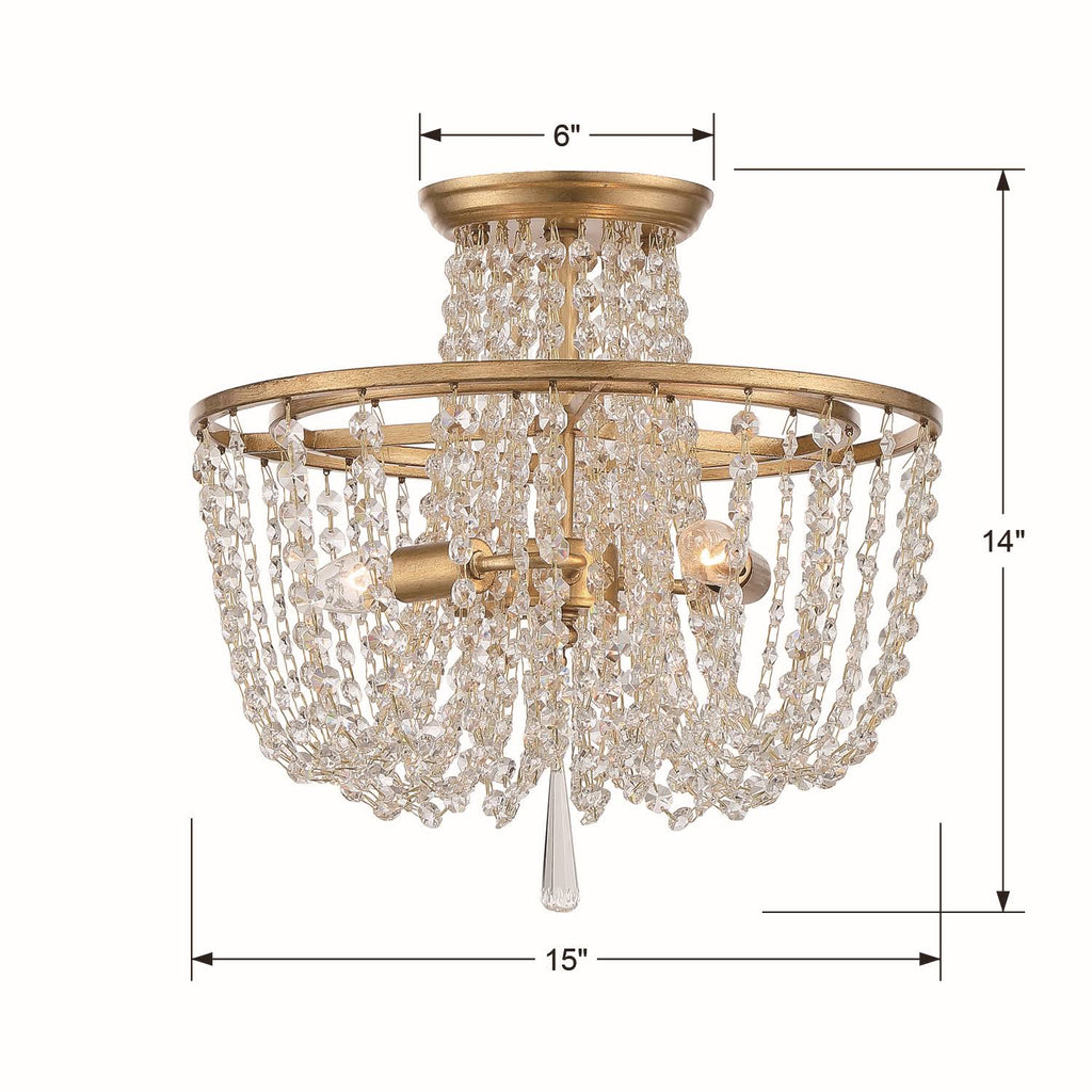 Antique Gold 3 Light Ceiling Mount D308