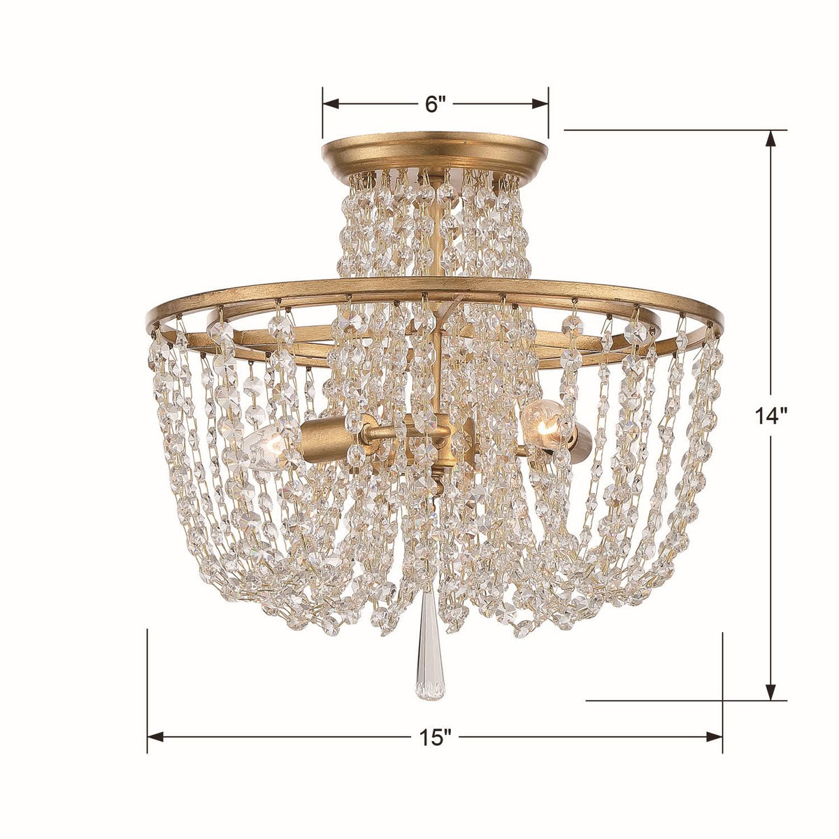 Antique Gold 3 Light Ceiling Mount D308