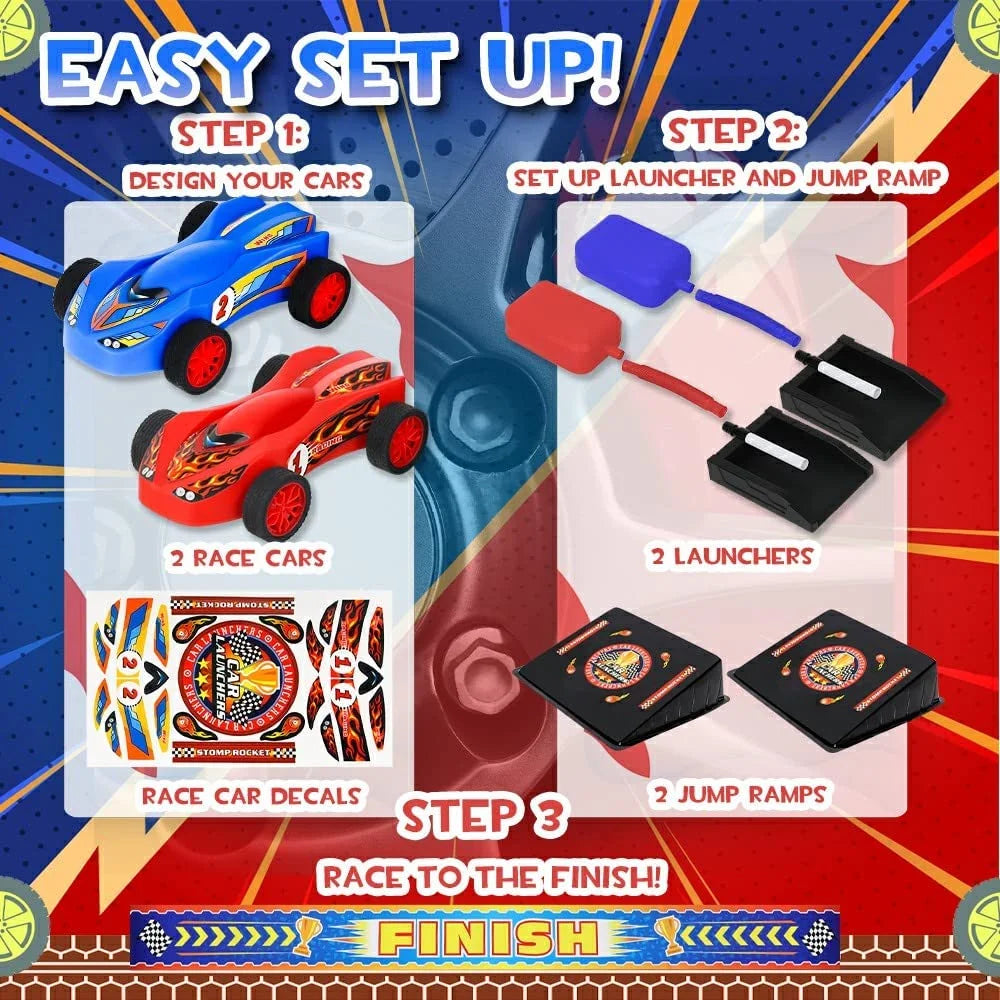 Air Powered Toy Car Launchers with Ramp and Finish Line V6115