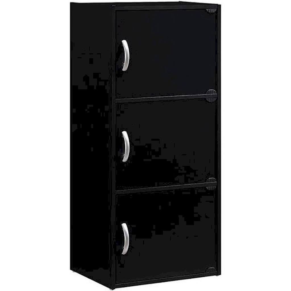 Black 3-Shelf 3-Door Cabinet A89476