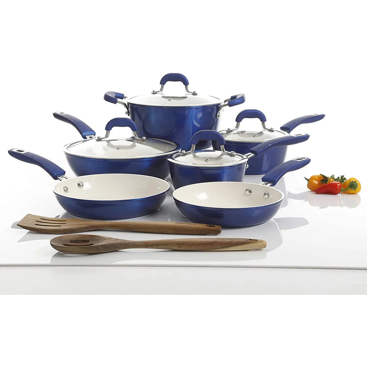 12 Piece Nonstick Ceramic Cookware Set, Blue R935756