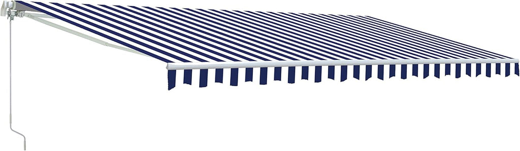 Blue and White Striped Retractable Patio Awning 13 x 10 Feet Q15096