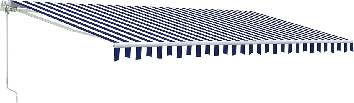 Blue and White Striped Retractable Patio Awning 13 x 10 Feet Q15096