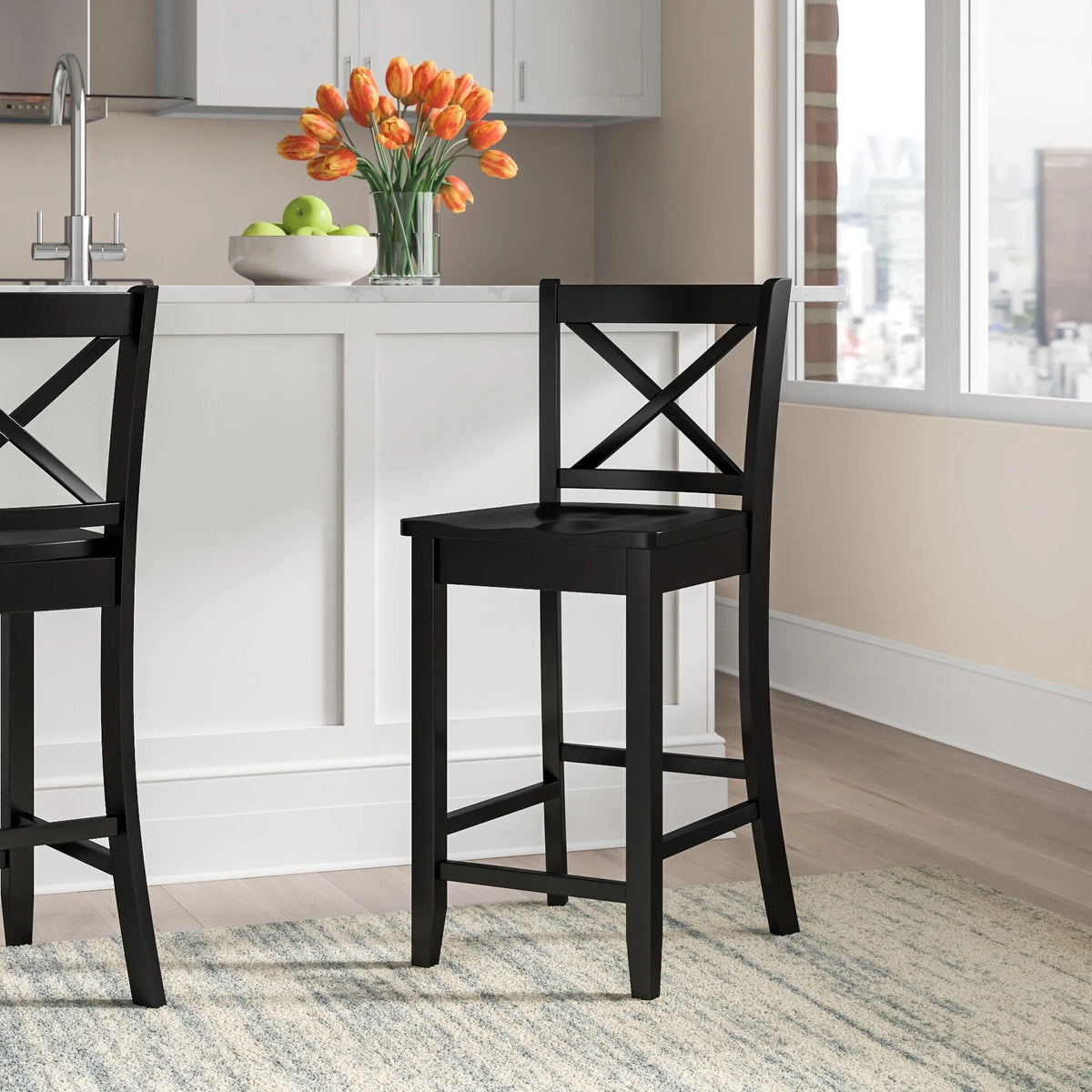 Black Wood 24-Inch Counter Stool N213