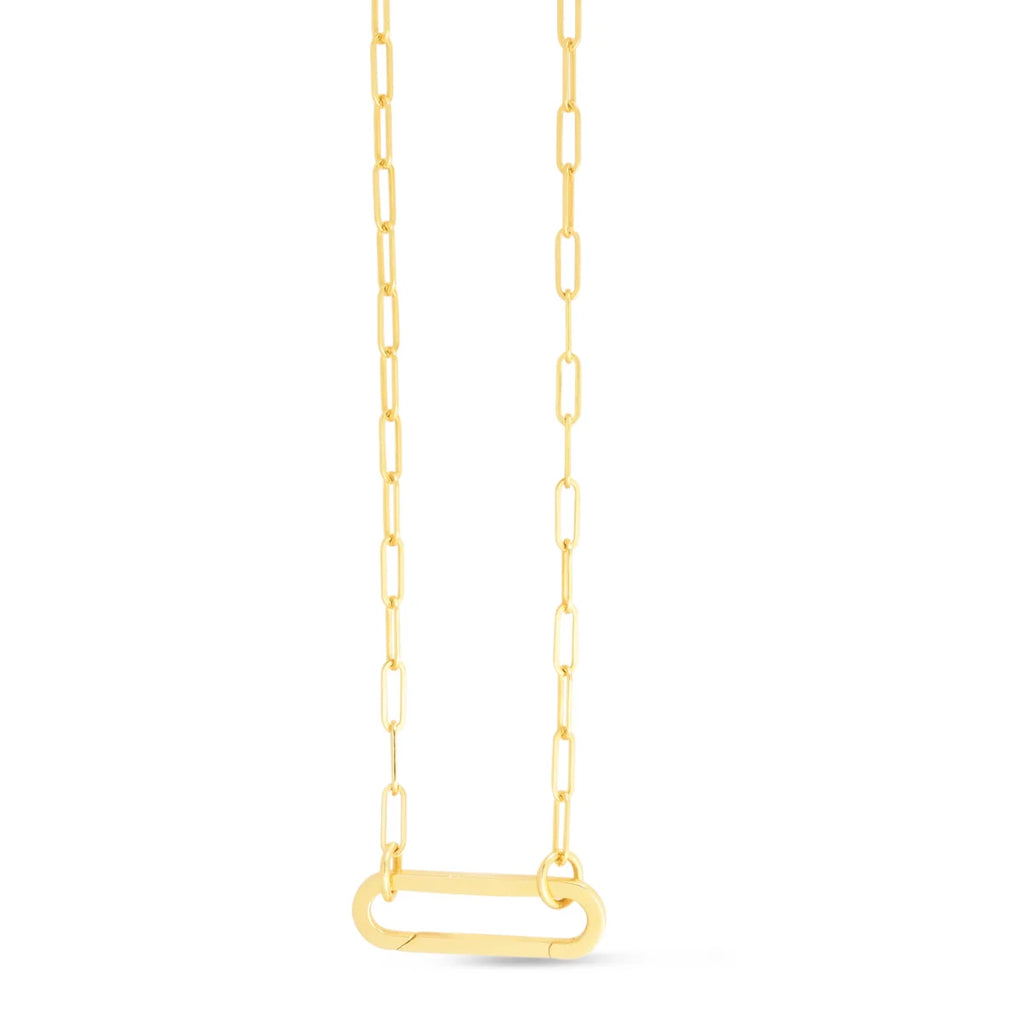 14K Yellow Gold Elongated Link Paperclip Necklace with Push-lock Clasp - 18" T5124