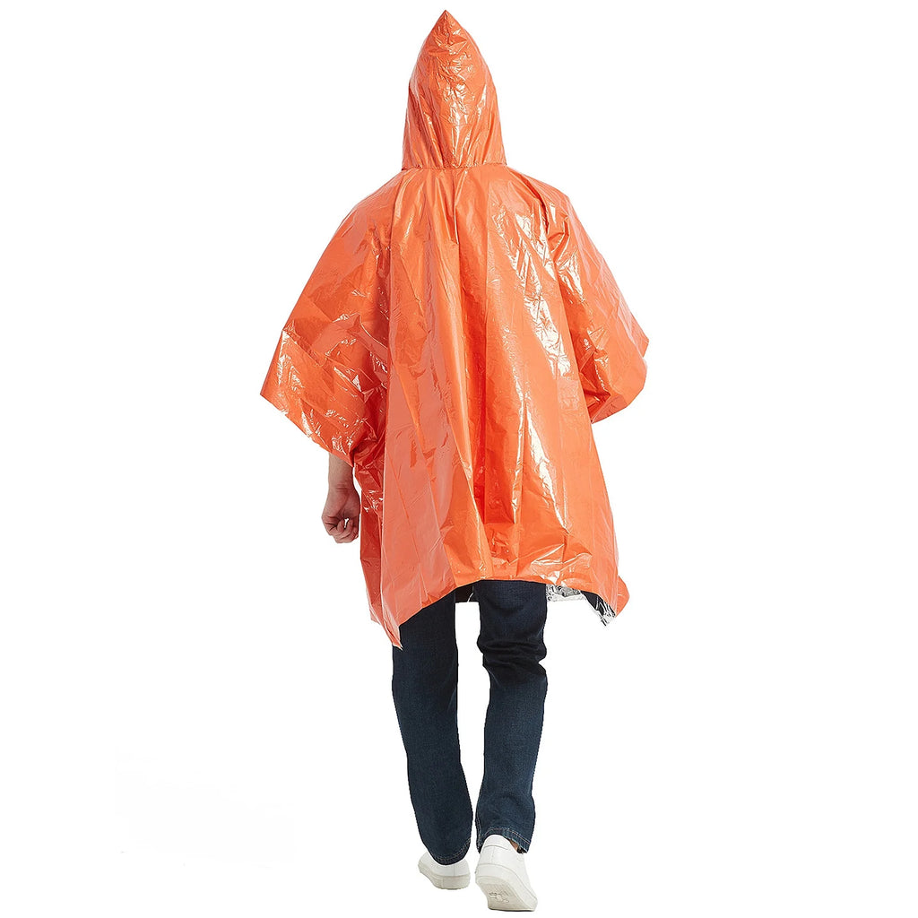 Hiking Emergency Kit Waterproof Heat Reflective Poncho Raincoat with Sleeping Bag and Tent Shelter R553747