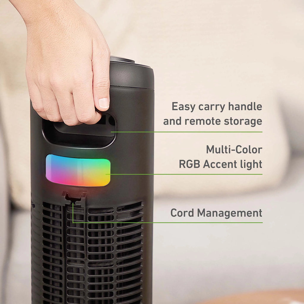42 Oscillating Digital Tower Fan with Remote Control, Black C882