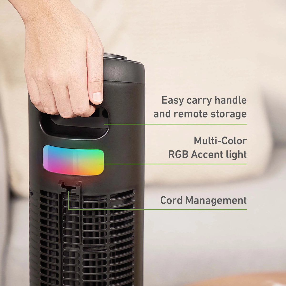 42 Oscillating Digital Tower Fan with Remote Control, Black C882