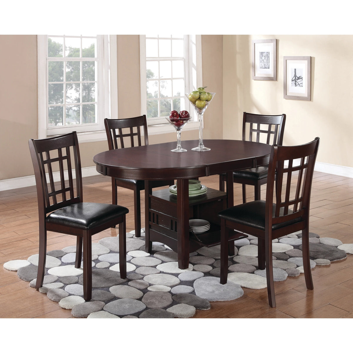 Espresso and Black 5-piece Dining Room Set Y378368