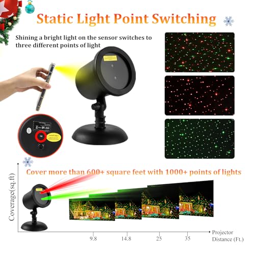 Red & Green Stars Motion Laser Christmas Lights Projector H1739