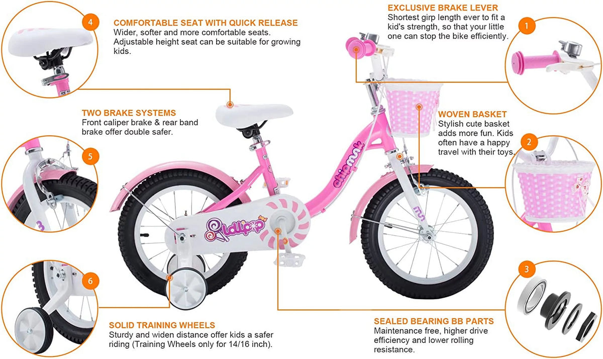 Green 14 Inch Kids Bike with Basket Z3311