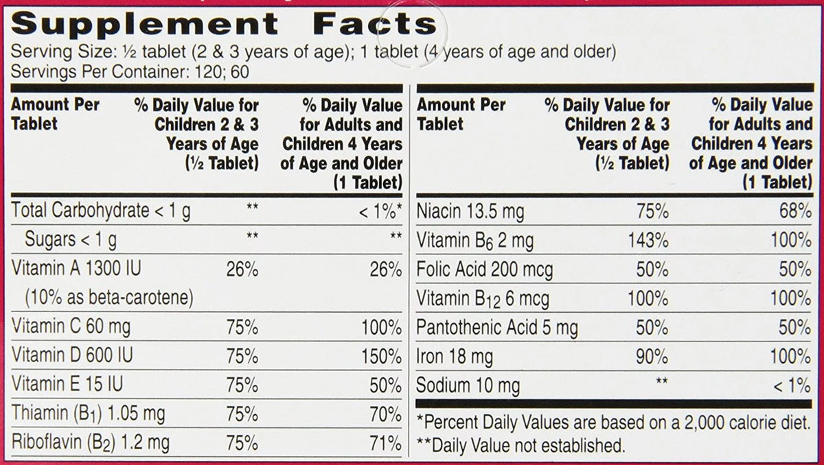 Children's Multivitamin plus Iron Chewable Tablets, 60-Count D106