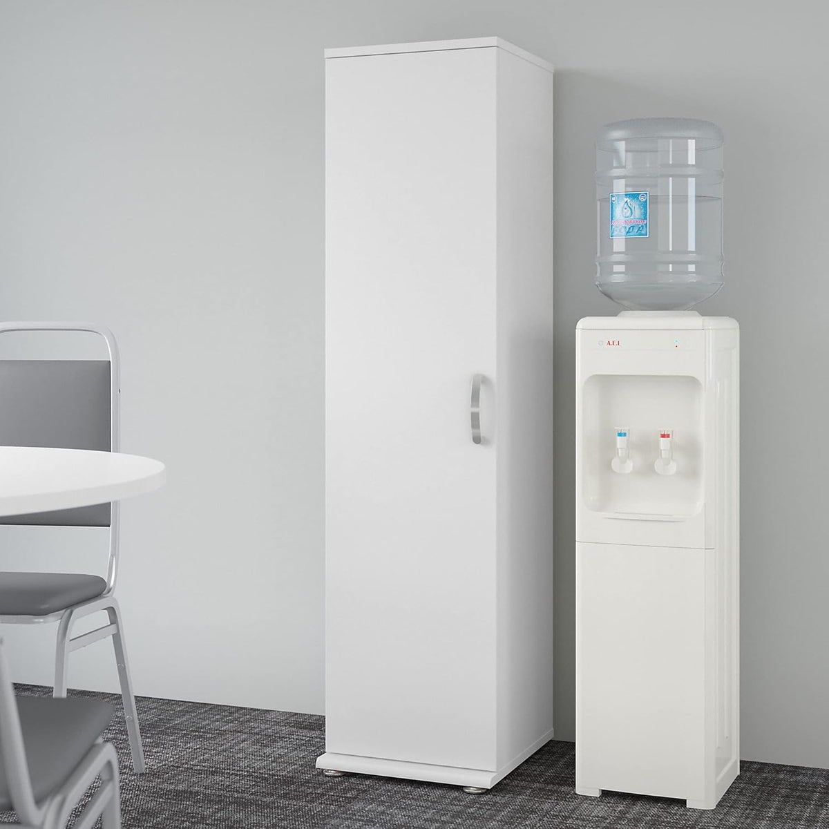 Tall Narrow Storage Cabinet with Door and Shelves, White V4939