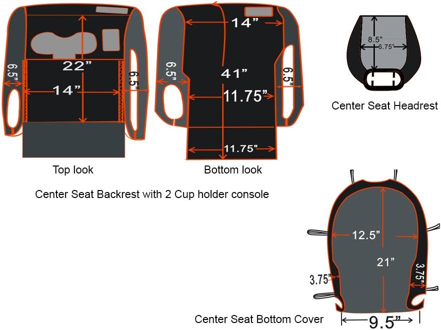Neoprene Car Front Seat Covers Gray & Black H72326