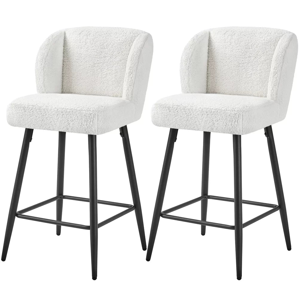 White Upholstered Bar Stools Set of 2 H3285
