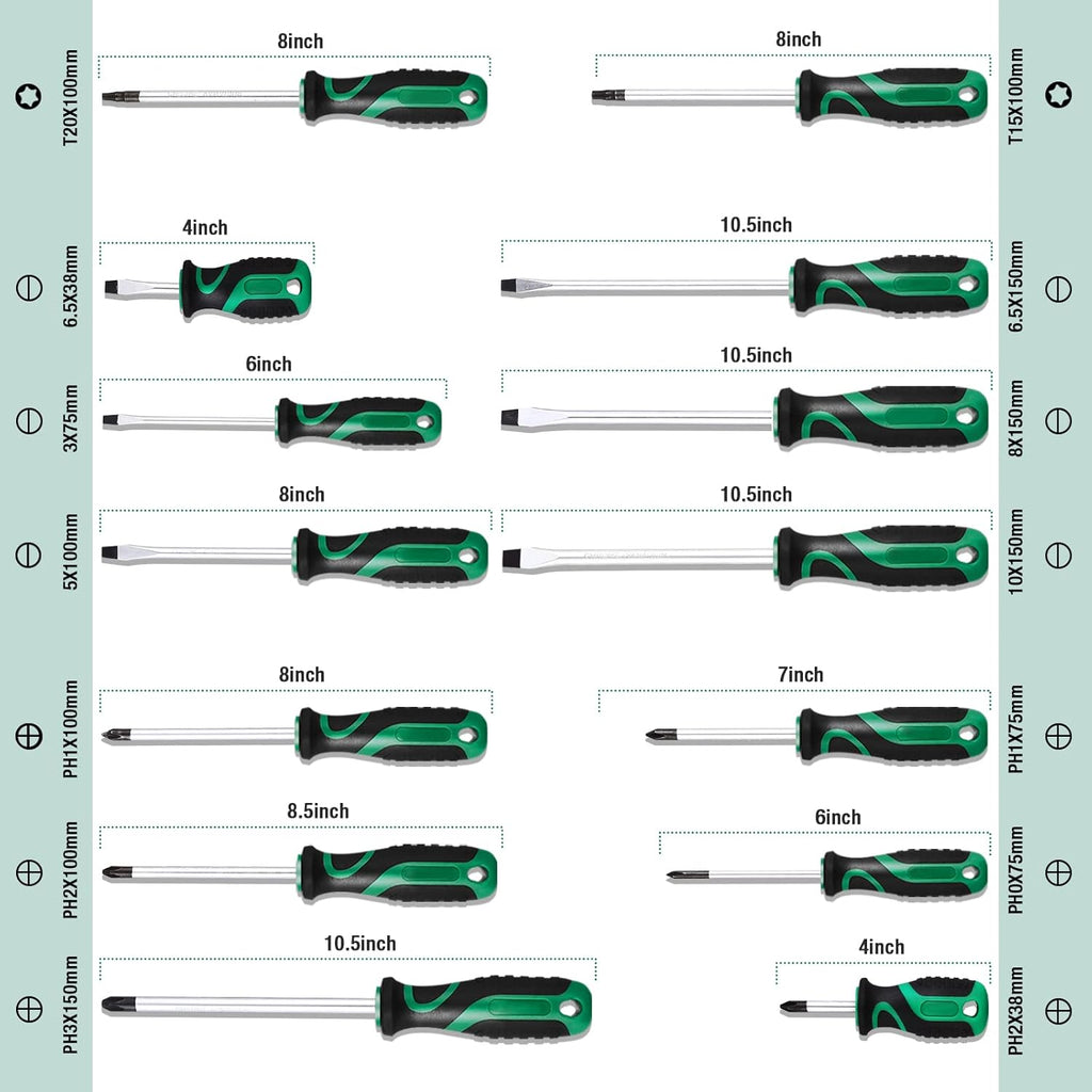 27 Piece Bi-material Screwdriver Set with Storage Case and Magnetizer W489378