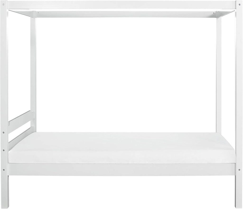 White Twin Size Wood Canopy Bed W7627
