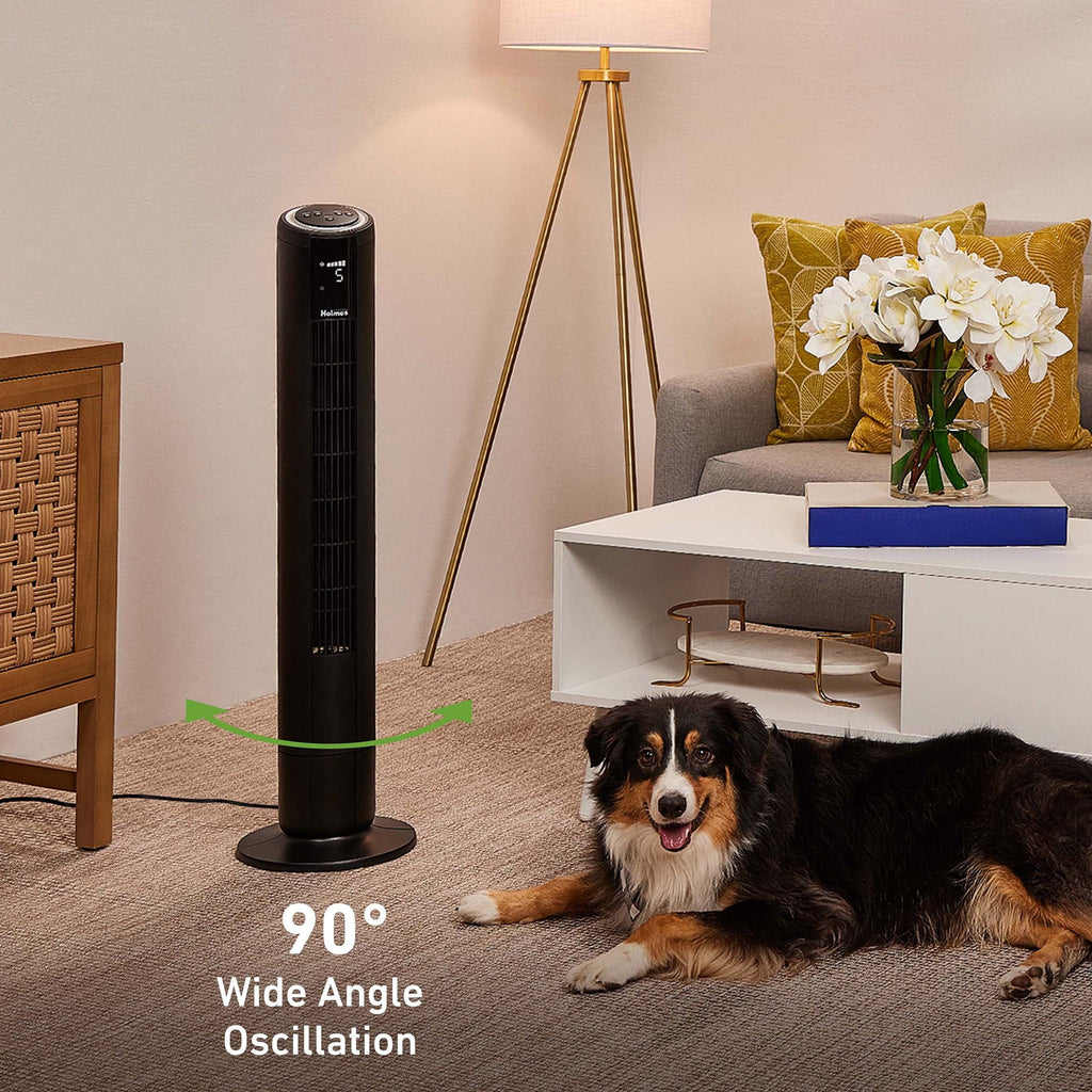 42 Oscillating Digital Tower Fan with Remote Control, Black C882