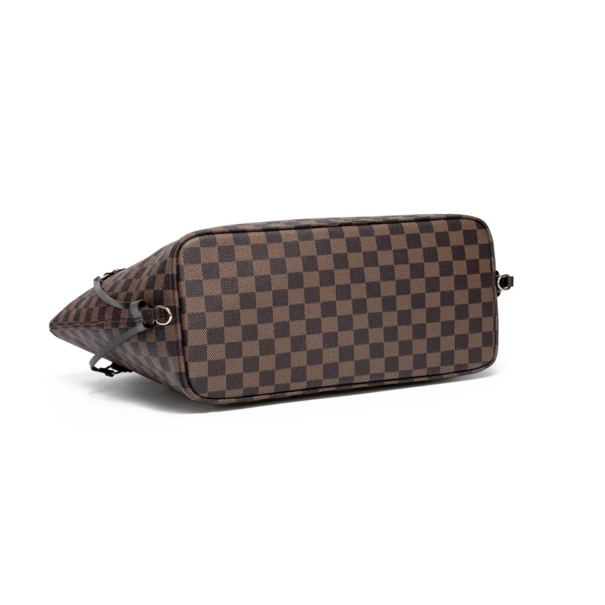 Checkered Tote Shoulder Bag Set with Wristlet Clutch N64541