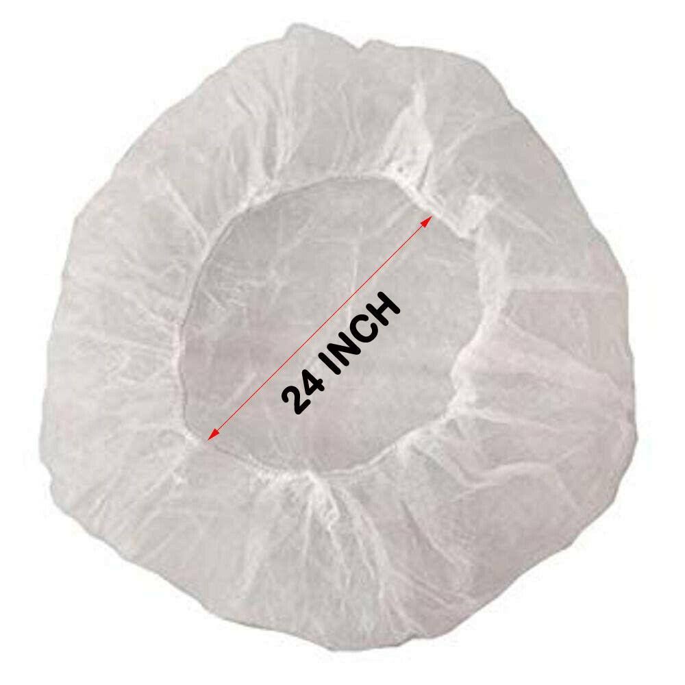 White Bouffant Cap Hair Net 24 inch 100 Pcs U4292