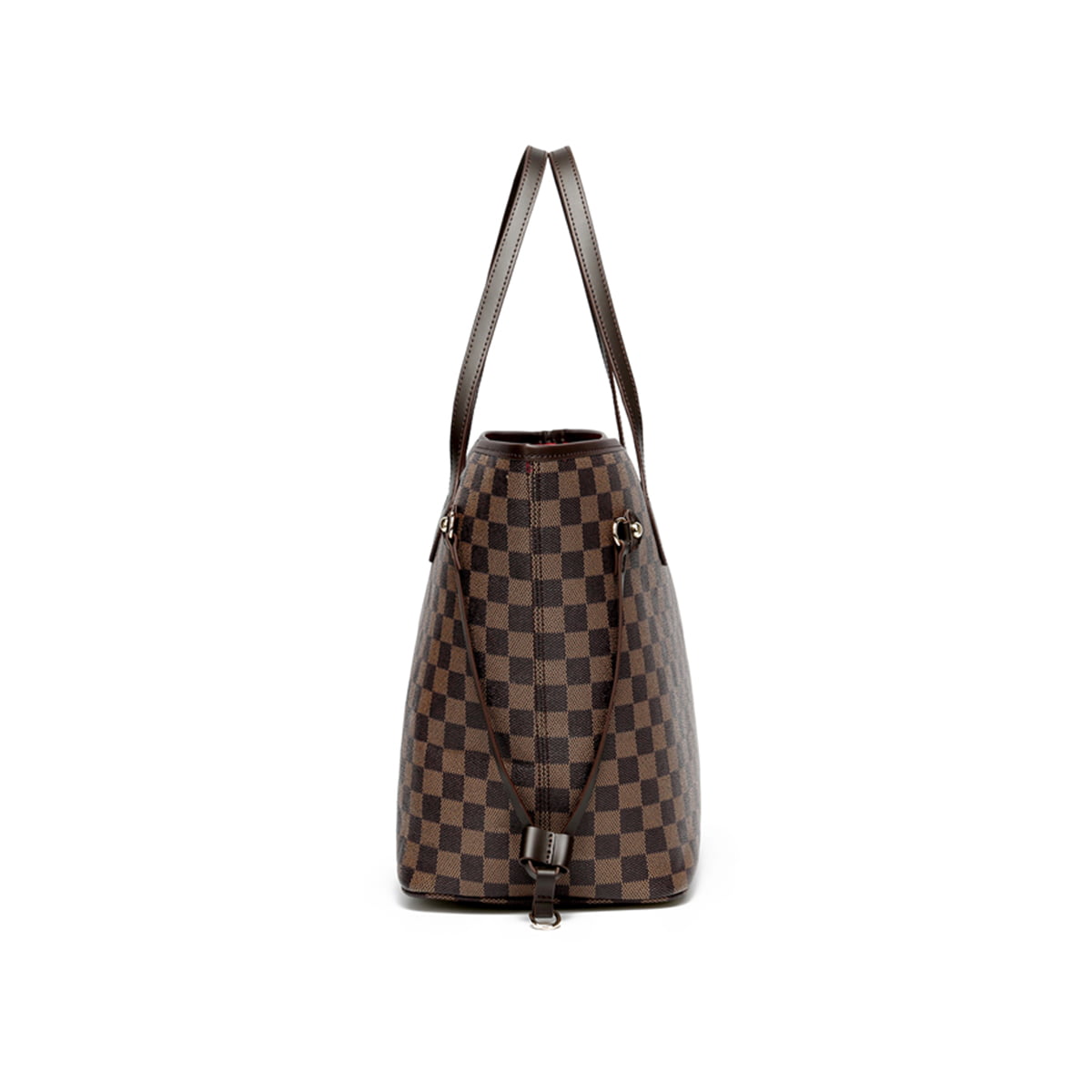 Checkered Tote Shoulder Bag Set with Wristlet Clutch N64541