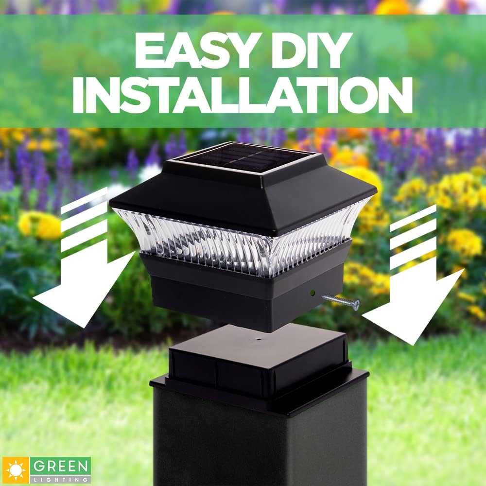 12 Pack Black Solar Powered LED Post Cap Light B15902