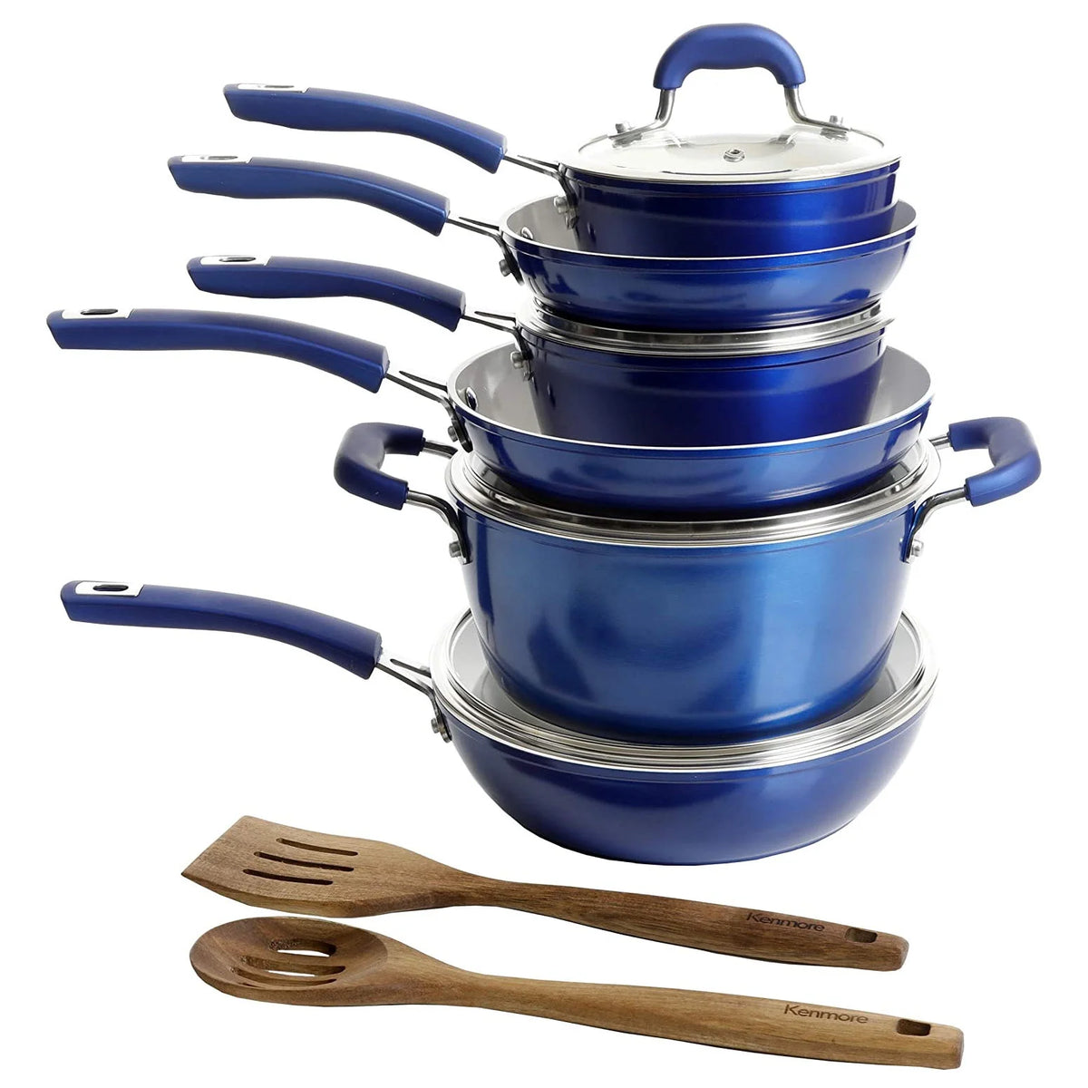 12 Piece Nonstick Ceramic Cookware Set, Blue R935756