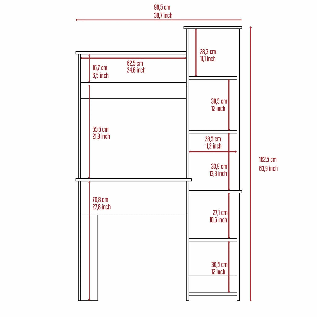 Light Grey Writing Desk with Bookcase L6223