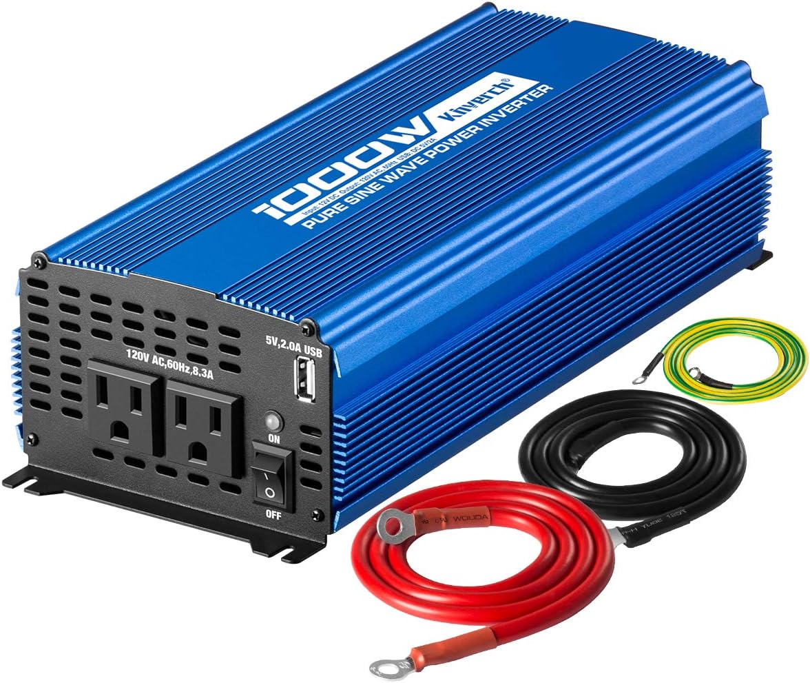 1000W Pure Sine Wave Inverter 12V to 110V with Dual AC Outlets U398516