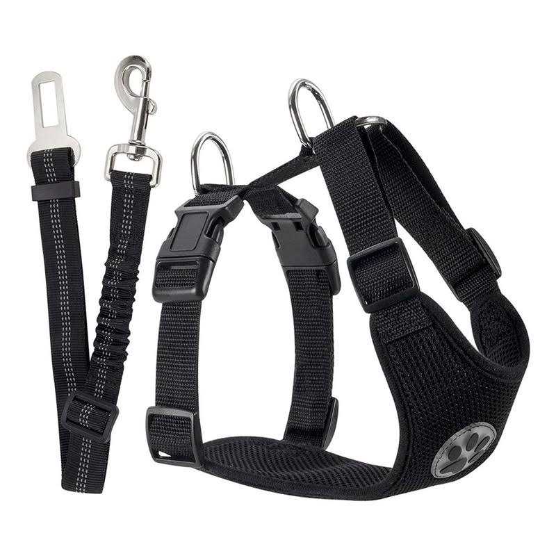 Dog Car Harness Seat Belt Set Adjustable Mesh Breathable U593948