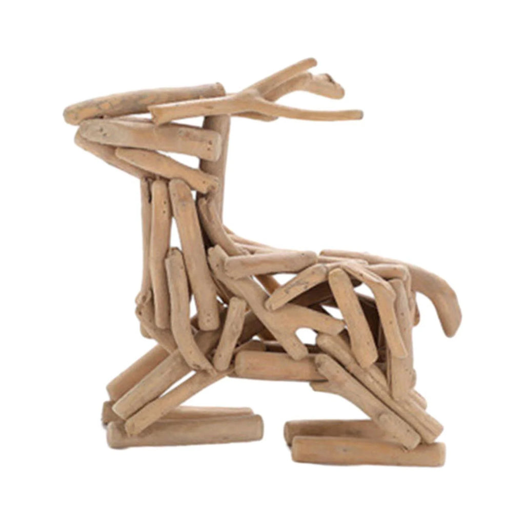 Lying Deer Wood Figurine Sculpture Y72541