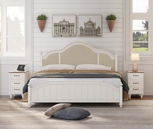 White/Oak 2 Pack End Table with Charging Station and Drawer E637046