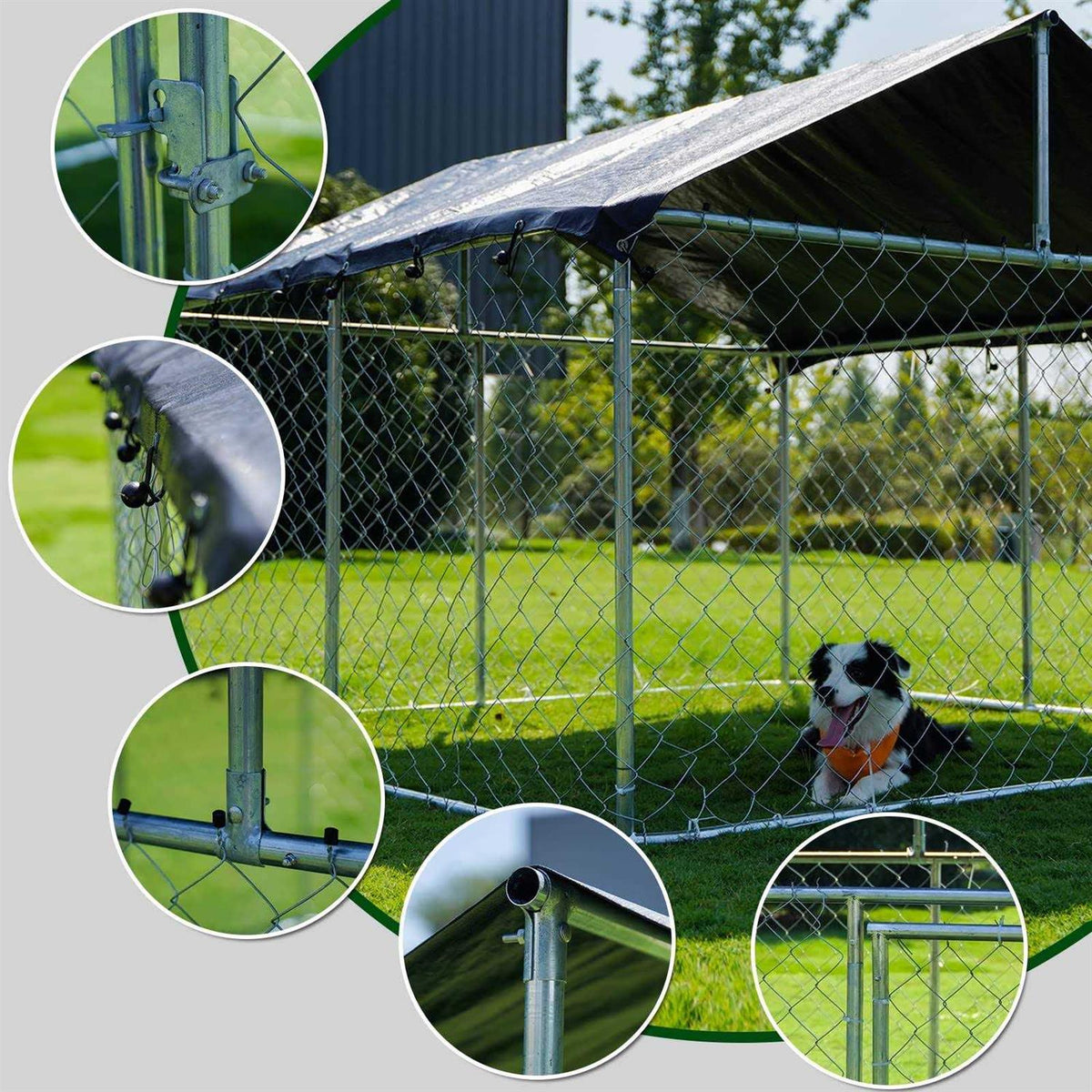 Outdoor Dog Kennel Dog Playpen with Galvanized Chain Link S4326