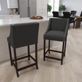 Charcoal Fabric Bar Height Stool with Nailhead Trim Z573