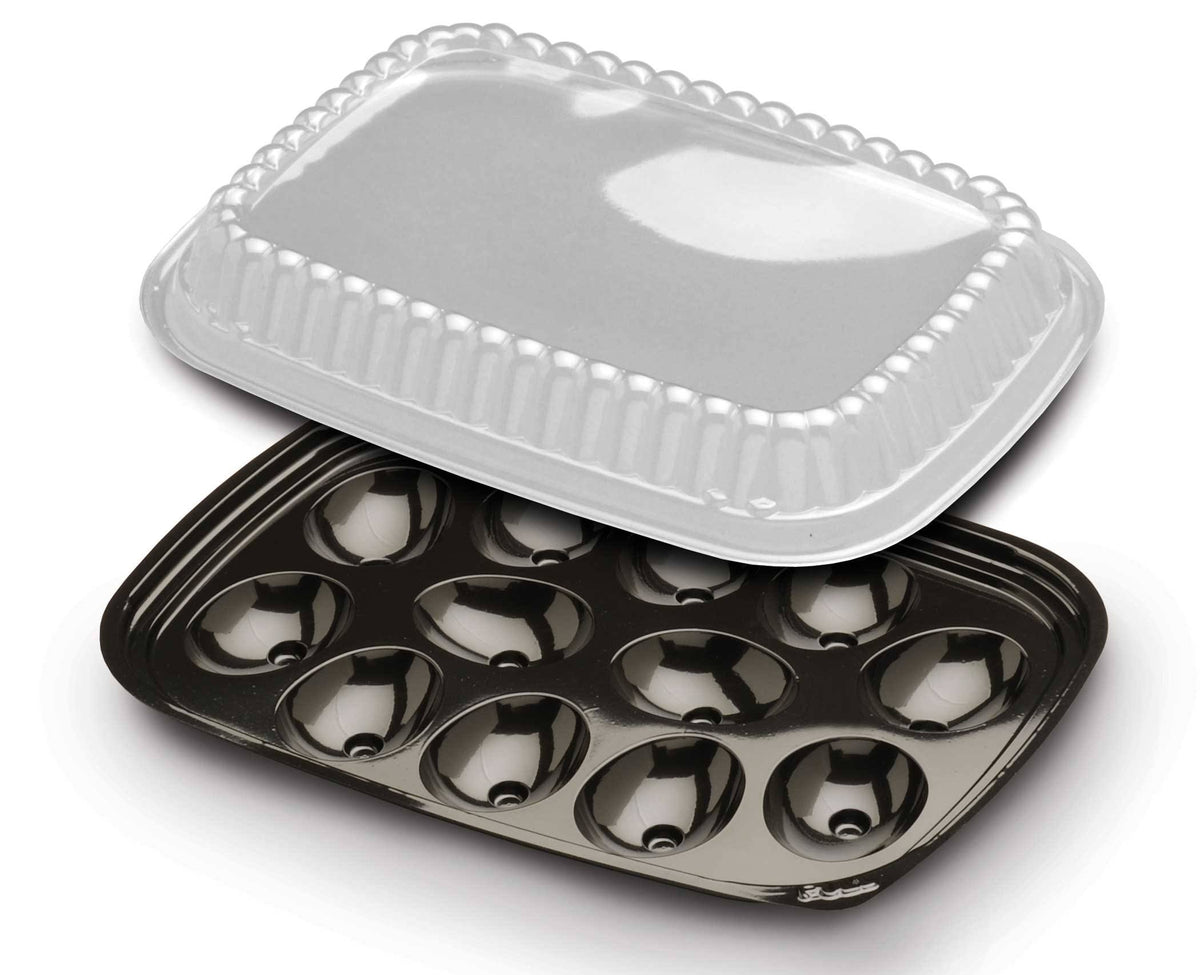 Black 12 Egg Tray with Dome Lid I138169
