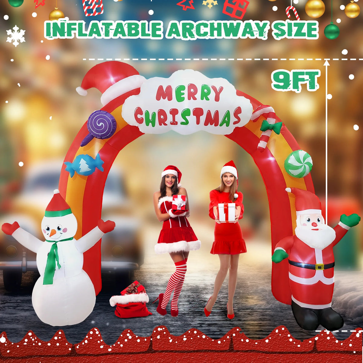 Christmas Inflatable Arch with Santa Claus And Snowman Z573