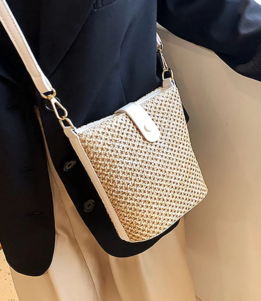 Straw Beach Bag Handwoven Crossbody Bag F672039