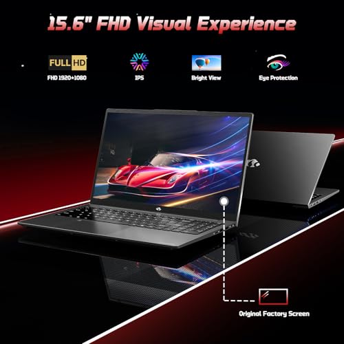15.6" FHD IPS Laptop Computer - 8GB RAM 128GB SSD, 4 Cores 13th Gen Intel N150, 65W GaN Type-C, Fingerprint, Backlit Keyboard, Wi-Fi 6, BT5.2, Numpad V158