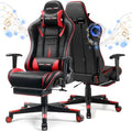 Gaming Chair with Speakers, Height Adjustable Reclining Chair with Footrest (Black) L5083