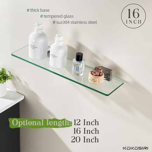 16'' x 5.6'' Tempered Glass Wall Mounted Shelf J6243