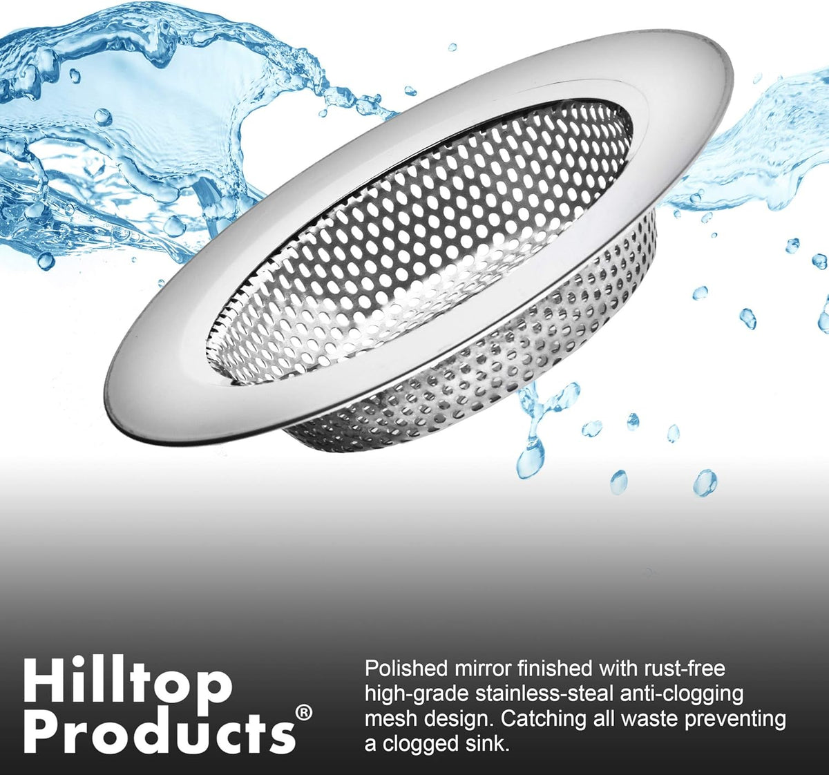 2 Pack 4.5" Top / 3" Basket Stainless Steel Kitchen Sink Drain Strainer T2628