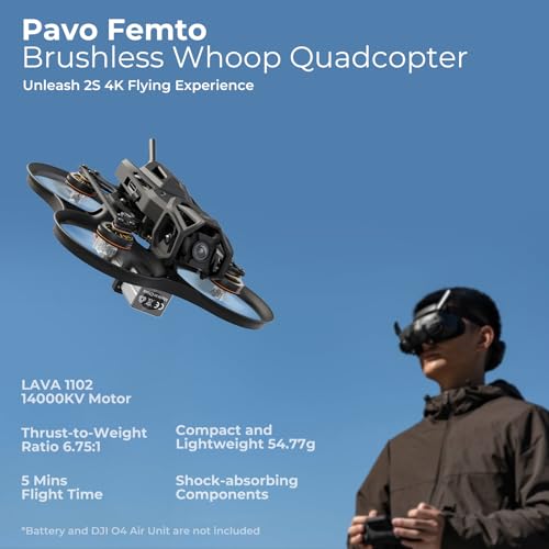 Brushless Whoop Quadcopter Pocket Drone with HD VTX Bracket for DJI O4 Air Unit F4 2-3S 20A FC LAVA 1102|14000KV Motor I34506