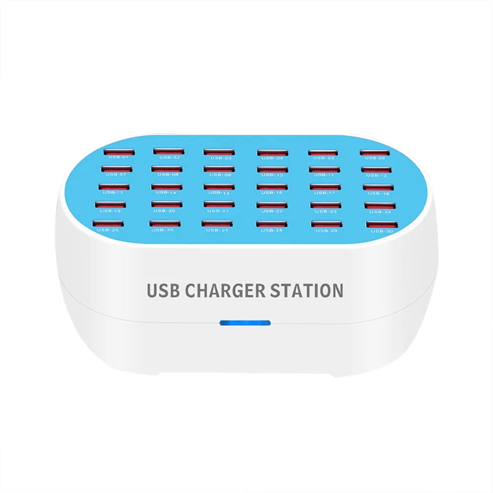 30-Port Desktop USB Charging Station Hub 32A/160W Power 5V 1A-2.4A Output D2800