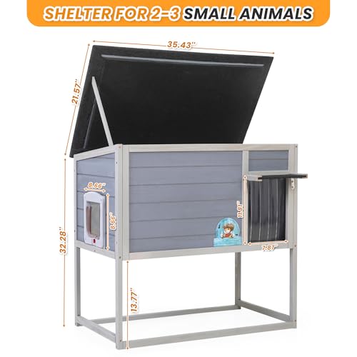 Weatherproof Insulated Outdoor Cat House with PVC Curtain G35158