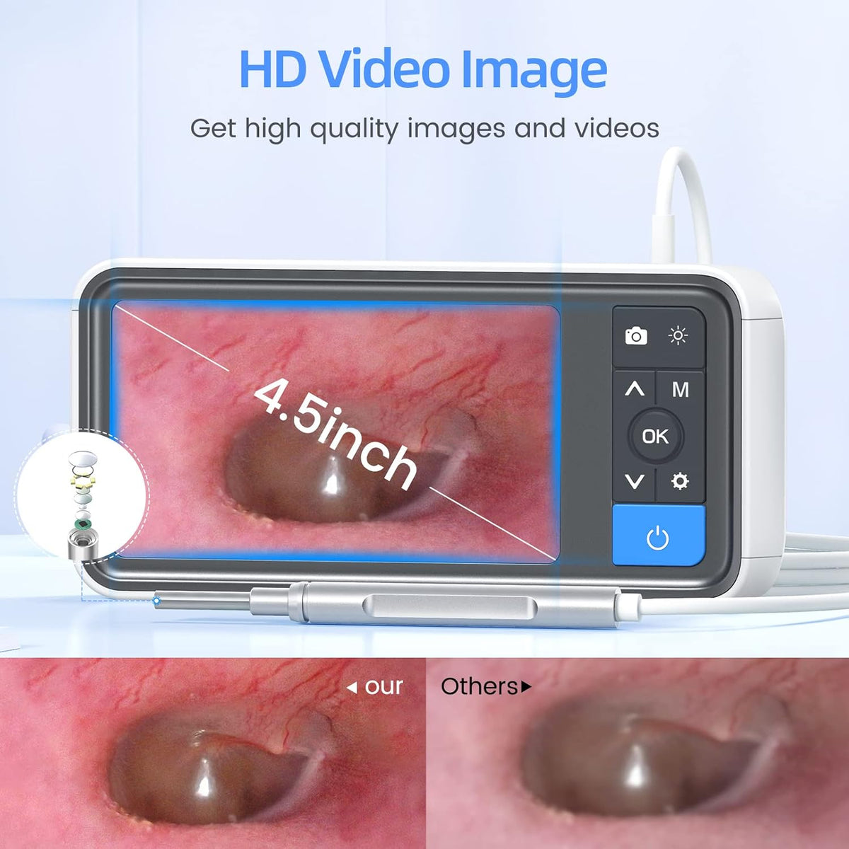 1080P HD Otoscope Ear Camera and Wax Remover with IPS Screen J52440