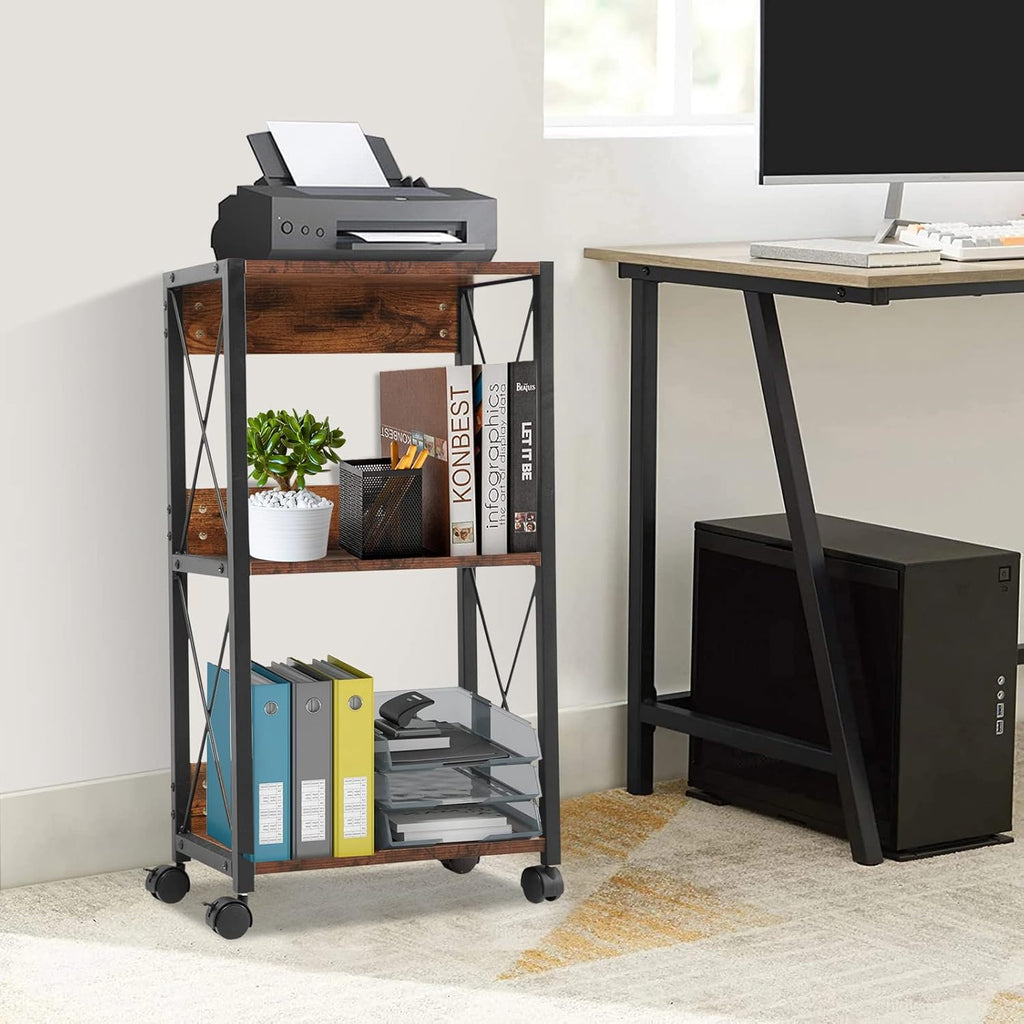 3-Tier Rolling Printer Cart with Storage W34834