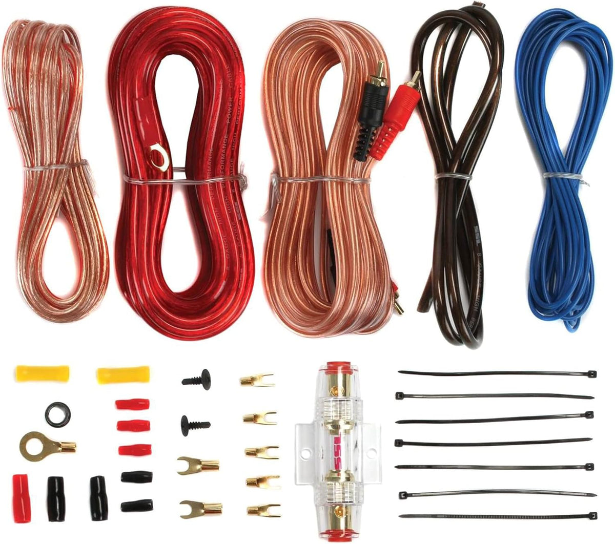 2 Farad Car Audio Power Capacitor and 8 Gauge Amplifier Installation Kit E78913