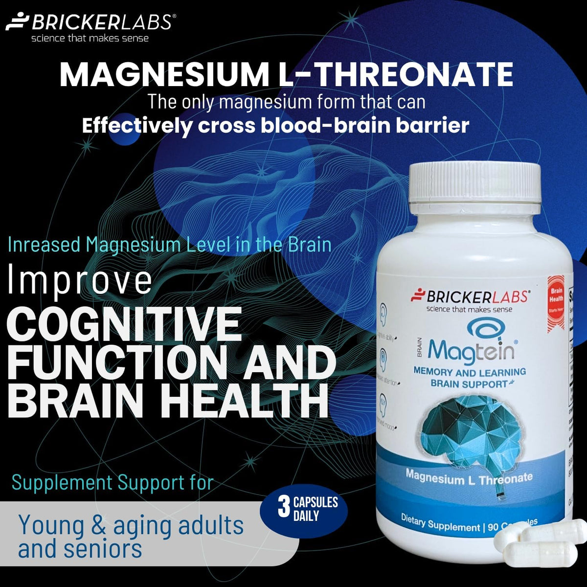 Magnesium L Threonate Supplement, 90 Capsules N61732
